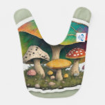  Happy Mushroom Family Sticker  Baby Bib