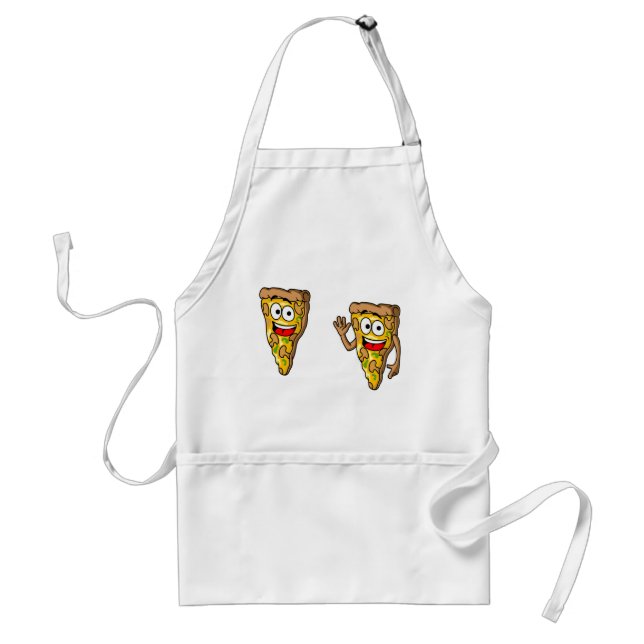 Happy Mushroom Pizza Slices Adult Apron (Front)