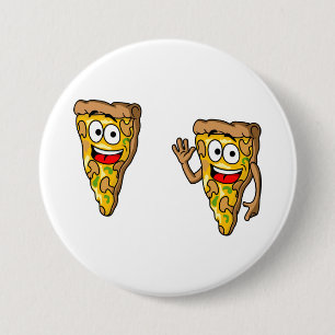 Happy Mushroom Pizza Slices Button