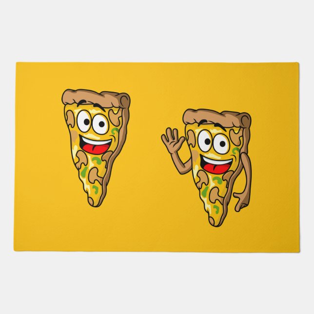 Happy Mushroom Pizza Slices Doormat (Front)