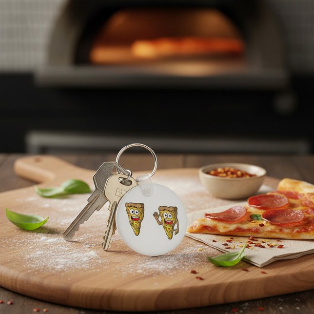 Happy Mushroom Pizza Slices Keychain (Creator Uploaded)