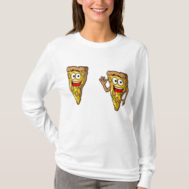 Happy Mushroom Pizza Slices T-Shirt (Front)