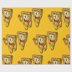 Happy Mushroom Pizza Slices Wrapping Paper
