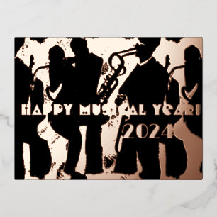 Happy Musical year 2024 Foil Holiday Postcard