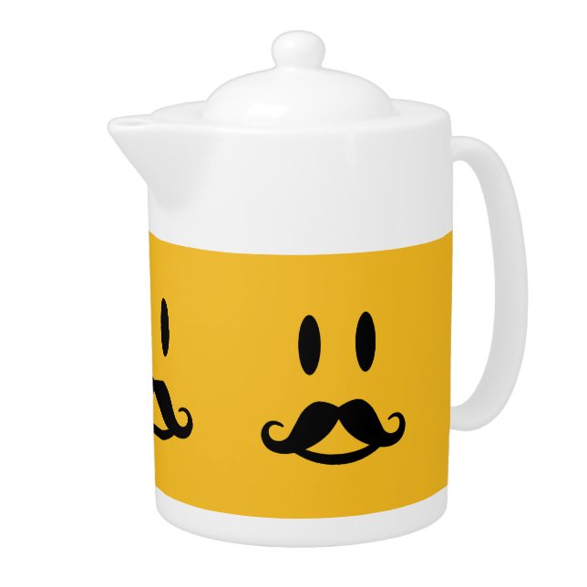 Happy Mustache custom teapot (Right)