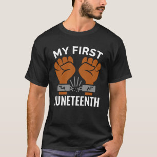 happy my first juneteenth white T-Shirt