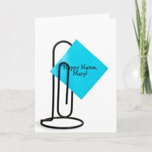 Happy Name Day note on paper clip Card