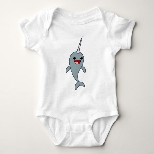 Happy Narwhal Baby Bodysuit (Front)