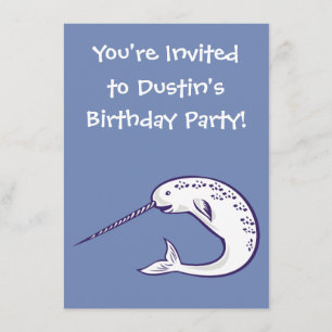 Happy Narwhal Birthday Party Invitation