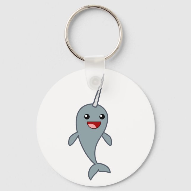 Happy Narwhal Keychain (Front)