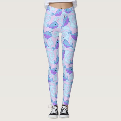 Happy Narwhal Pattern Leggings