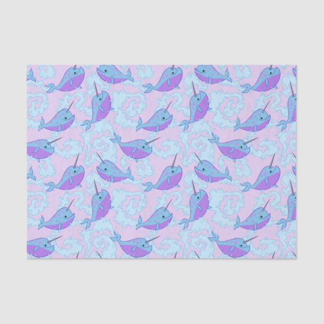 Happy Narwhal Pattern Tissue Paper (Front)