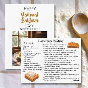 Happy National Baklava Day November 17th Postcard