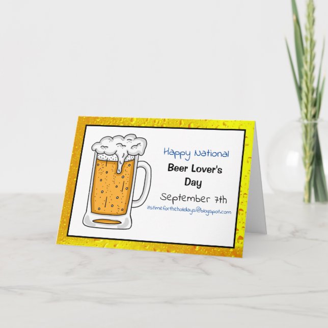 Happy National Beer Lover's Day, Funny Holidays Ca Card (Front)