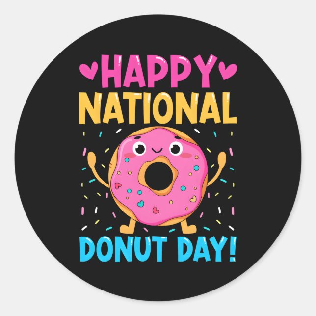 Happy National Donuts Day Baking Baker Classic Round Sticker (Front)
