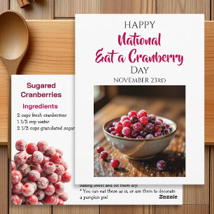Happy National Eat a Cranberry Day Nov 23rd Postcard