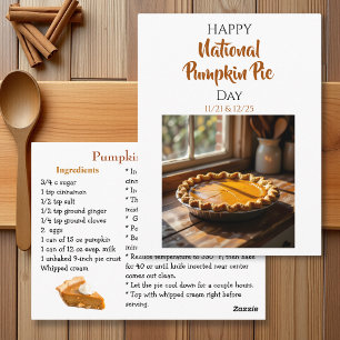 Happy National Pumpkin Pie Day Recipe  Postcard
