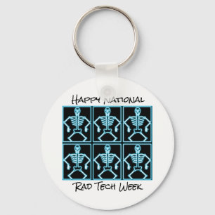 "Happy National Rad Tech Week" with Skeletons Keychain