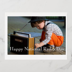 Happy National Radio Day Foil Holiday Postcard