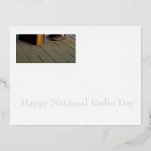 Happy National Radio Day Foil Holiday Postcard