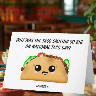Happy National Taco Day with Happy Kawaii Taco Card