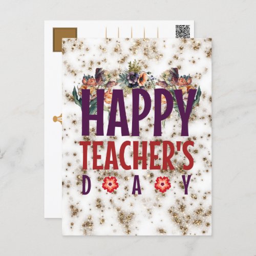 Happy National Teachers Day Floral Appreciation Holiday Postcard