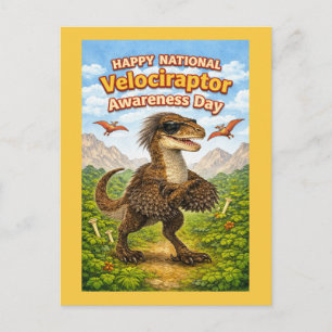 Happy National Velociraptor Awareness Day – Funny Postcard