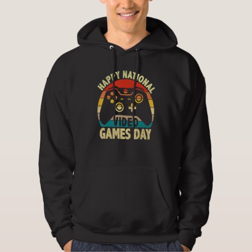 Happy National Video Games Day July 8th Retro Cont Hoodie