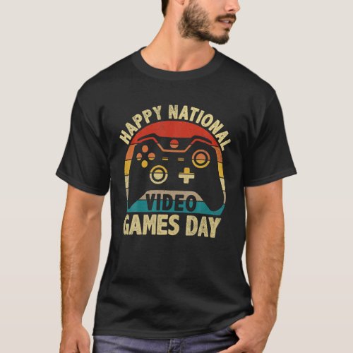 Happy National Video Games Day July 8Th Retro Cont T_Shirt
