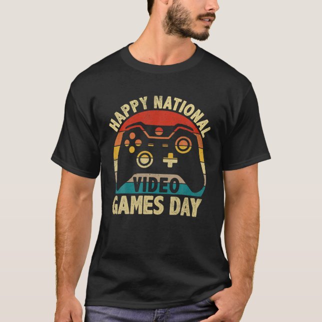 Happy National Video Games Day July 8Th Retro Cont T-Shirt (Front)