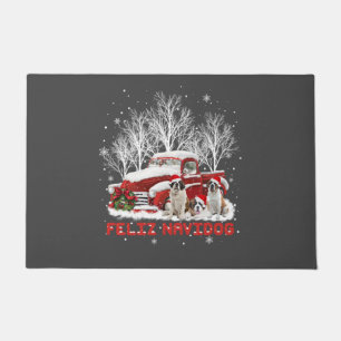 Happy Navidog Saint Bernard Christmas Dog Lovers Doormat