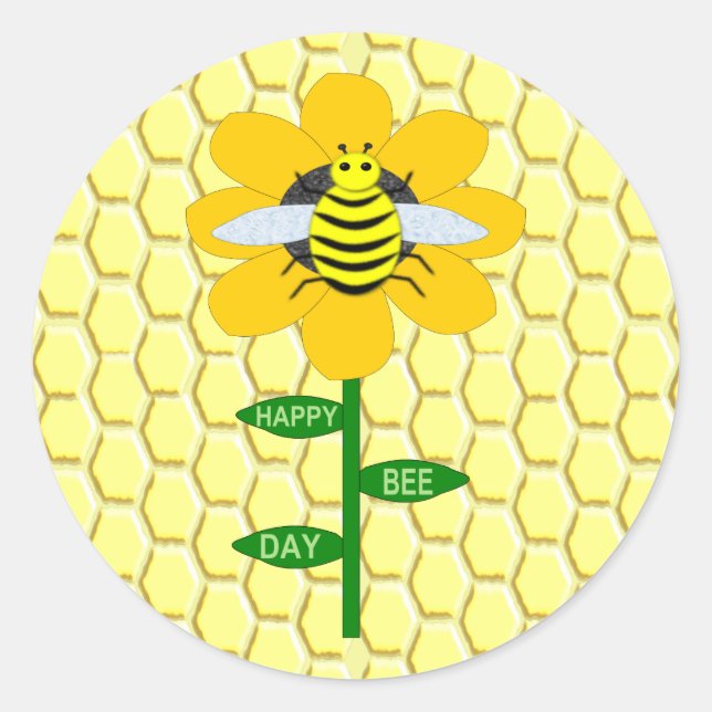 Happy Nee Day Birthday Bumblebee Classic Round Sticker (Front)