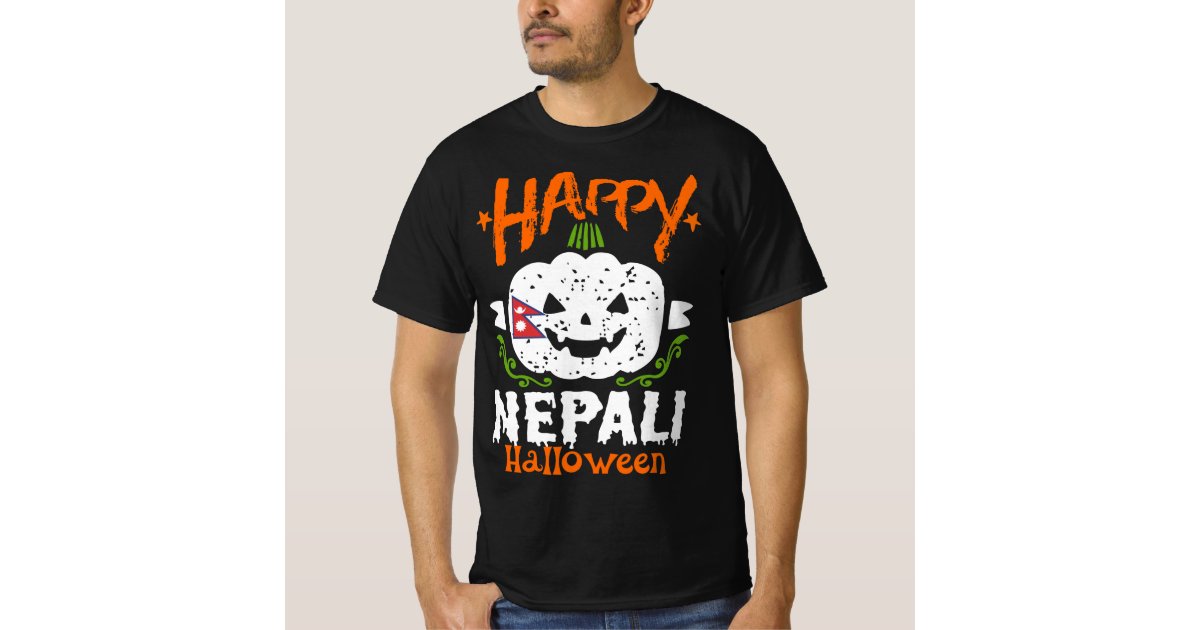 Overskrift national flag Mundtlig Happy Nepali Halloween T-Shirt | Zazzle