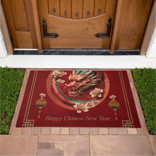 Happy new chinese dragon year doormat