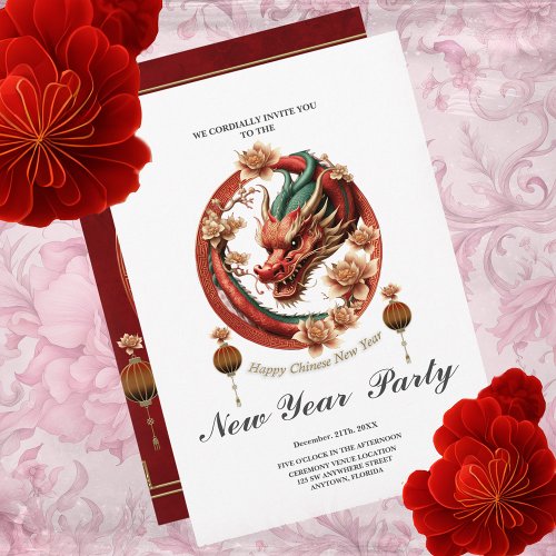 Happy new chinese dragon year  invitation