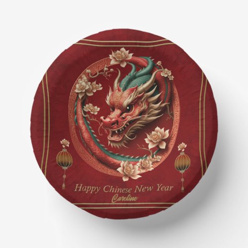 Happy new chinese dragon year paper bowls