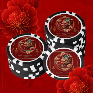 Happy new chinese dragon year  poker chips