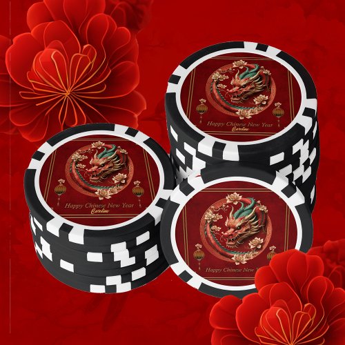 Happy new chinese dragon year  poker chips