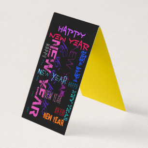 Happy New custom Year Pop Colors folded tent C Business Card