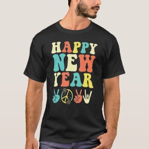 Happy New Hippie Year 2023 Peace Sign And Love Han T-Shirt