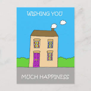 Happy New Home Fun Cartoon House Postcard