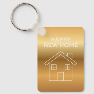 Happy New Home - Gold Gradient background Keychain
