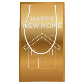 Happy New Home - Gold Gradient background  Small Gift Bag
