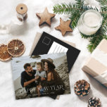 happy new year 1 photo botanical floral holiday postcard<br><div class="desc">happy new year modern elegant watercolor dried botanical floral muted colors holiday 1 photo new year postcard.</div>
