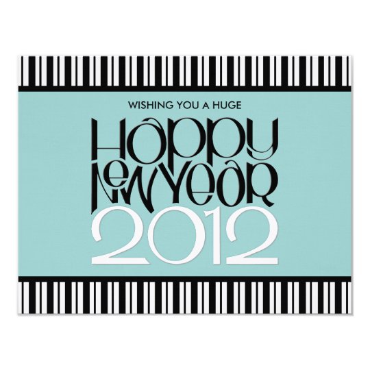 Happy New Year 2012 black white flat Card