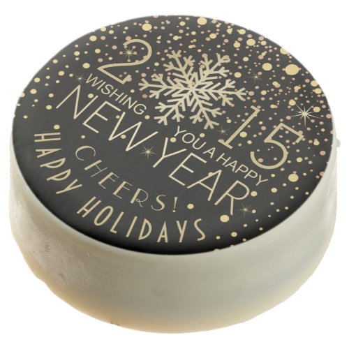 Happy New Year 2015 Snowflake Confetti Holiday Chocolate Covered Oreo