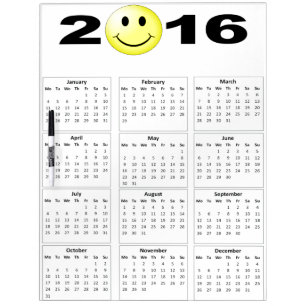 Happy New Year 2016 Cute Smiley Calendar Dry-Erase Board
