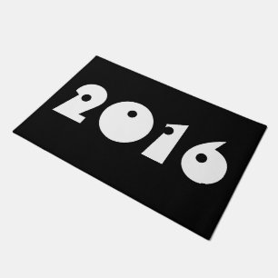 Happy New Year 2016 Door Mat Black White