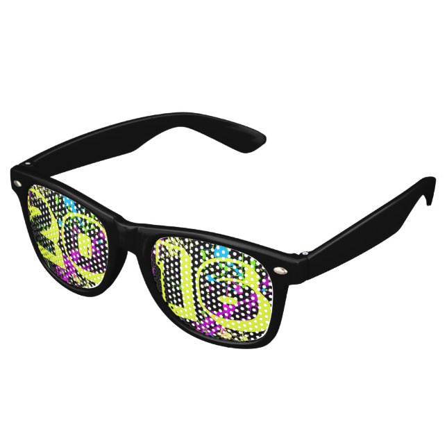 Happy New Year 2016 Neon Paint Splash Sunglasses (Angled)