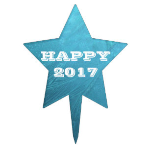 Happy New Year 2017 Frozen Ice Blue Frost Metallic Cake Topper